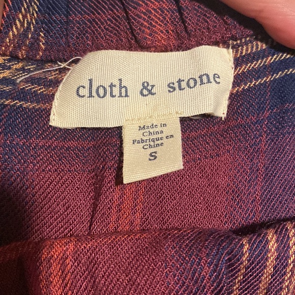 Anthropologie Cloth and Stone Homestead Plaid Off The Shoulder Top - Picture 11 of 14